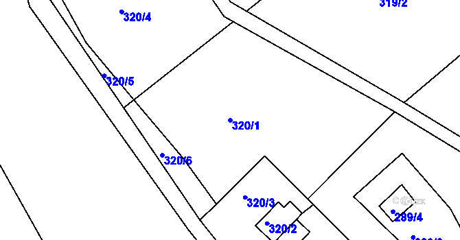 Parcela st. 320/1 v KÚ Vržanov, Katastrální mapa