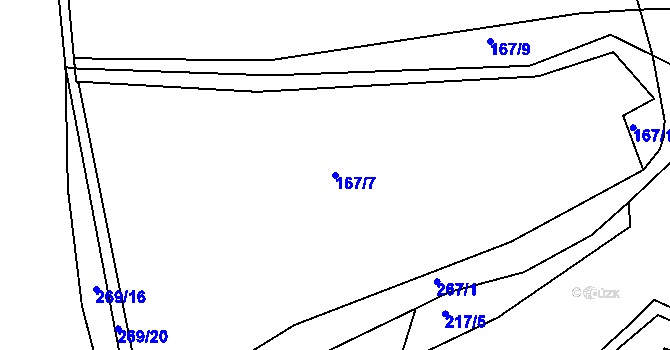 Parcela st. 167/7 v KÚ Vržanov, Katastrální mapa