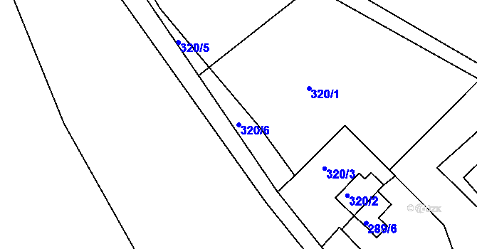 Parcela st. 320/6 v KÚ Vržanov, Katastrální mapa
