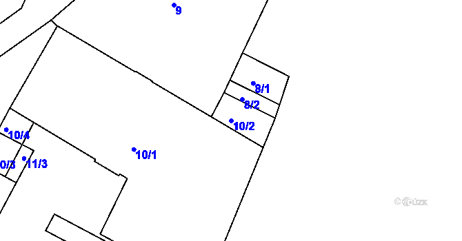 Parcela st. 10/2 v KÚ Kamenice nad Lipou, Katastrální mapa