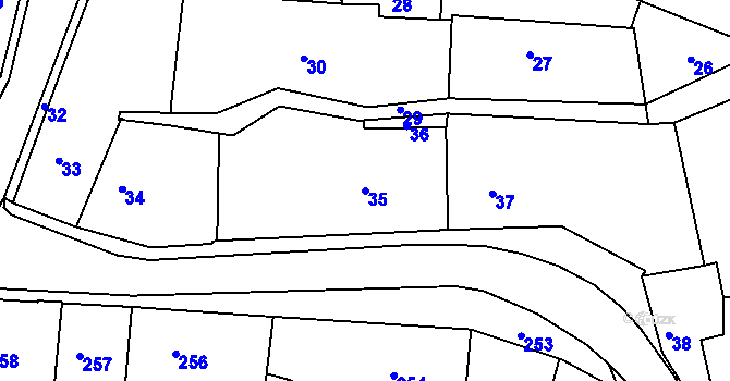 Parcela st. 35 v KÚ Kamenice nad Lipou, Katastrální mapa