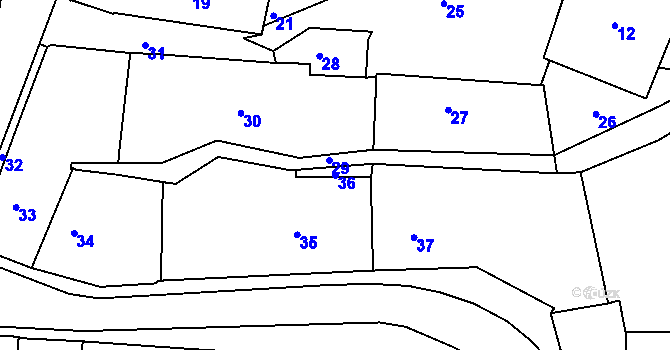 Parcela st. 36 v KÚ Kamenice nad Lipou, Katastrální mapa
