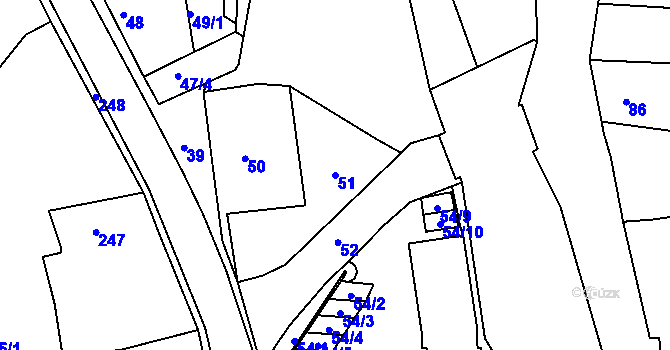 Parcela st. 51 v KÚ Kamenice nad Lipou, Katastrální mapa