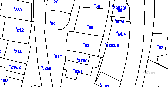 Parcela st. 62 v KÚ Kamenice nad Lipou, Katastrální mapa