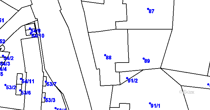 Parcela st. 88 v KÚ Kamenice nad Lipou, Katastrální mapa