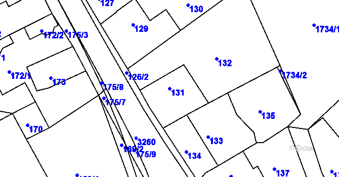 Parcela st. 131 v KÚ Kamenice nad Lipou, Katastrální mapa
