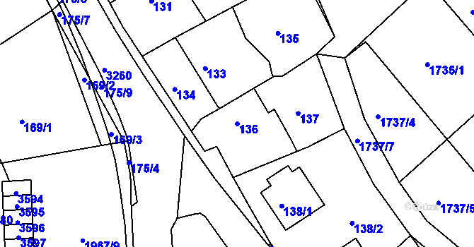 Parcela st. 136 v KÚ Kamenice nad Lipou, Katastrální mapa