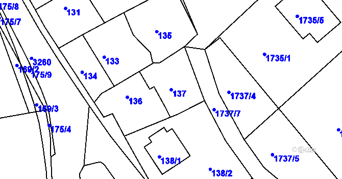 Parcela st. 137 v KÚ Kamenice nad Lipou, Katastrální mapa