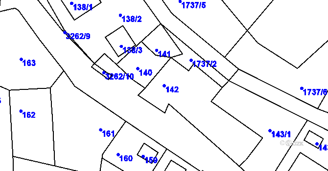 Parcela st. 142 v KÚ Kamenice nad Lipou, Katastrální mapa