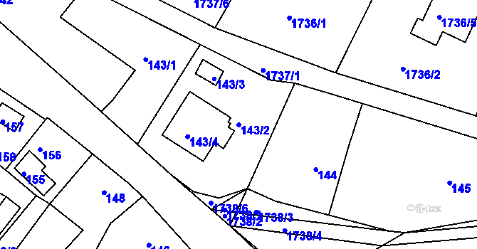 Parcela st. 143/2 v KÚ Kamenice nad Lipou, Katastrální mapa