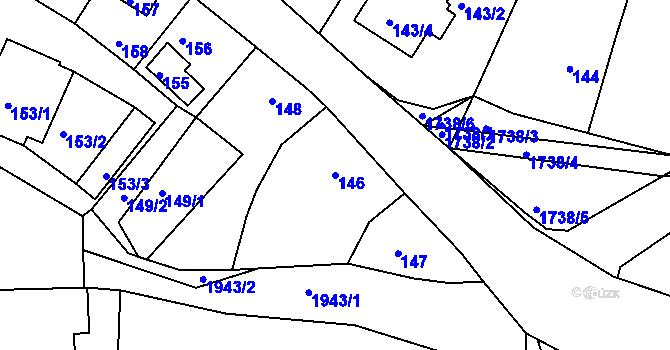 Parcela st. 146 v KÚ Kamenice nad Lipou, Katastrální mapa
