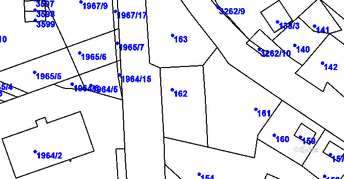 Parcela st. 162 v KÚ Kamenice nad Lipou, Katastrální mapa