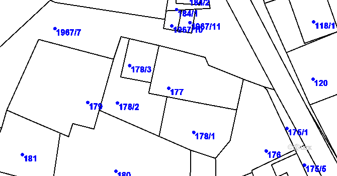 Parcela st. 177 v KÚ Kamenice nad Lipou, Katastrální mapa