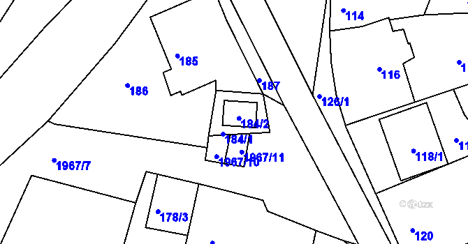 Parcela st. 184 v KÚ Kamenice nad Lipou, Katastrální mapa