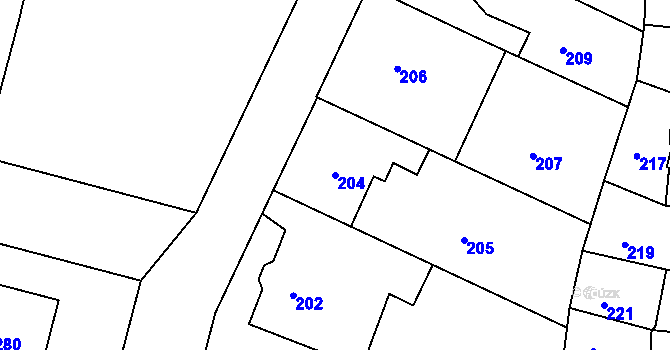 Parcela st. 204 v KÚ Kamenice nad Lipou, Katastrální mapa