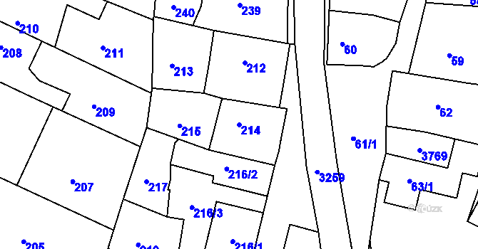 Parcela st. 214 v KÚ Kamenice nad Lipou, Katastrální mapa