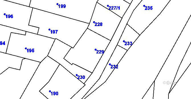 Parcela st. 229 v KÚ Kamenice nad Lipou, Katastrální mapa