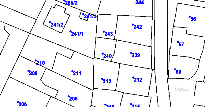Parcela st. 240 v KÚ Kamenice nad Lipou, Katastrální mapa