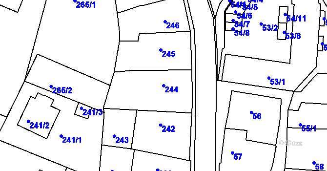 Parcela st. 244 v KÚ Kamenice nad Lipou, Katastrální mapa