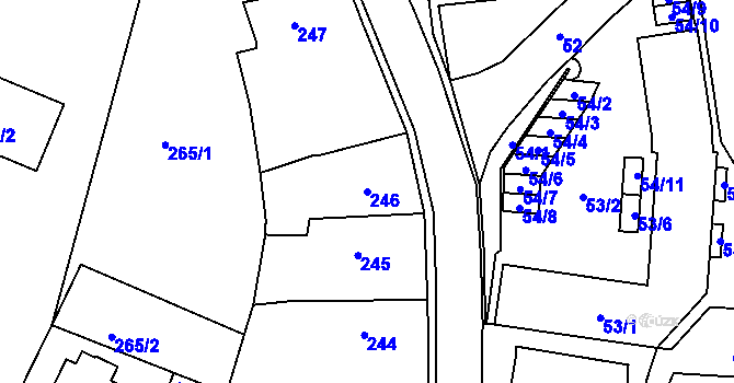 Parcela st. 246 v KÚ Kamenice nad Lipou, Katastrální mapa