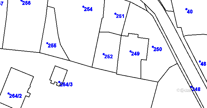Parcela st. 252 v KÚ Kamenice nad Lipou, Katastrální mapa
