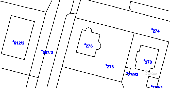 Parcela st. 275 v KÚ Kamenice nad Lipou, Katastrální mapa