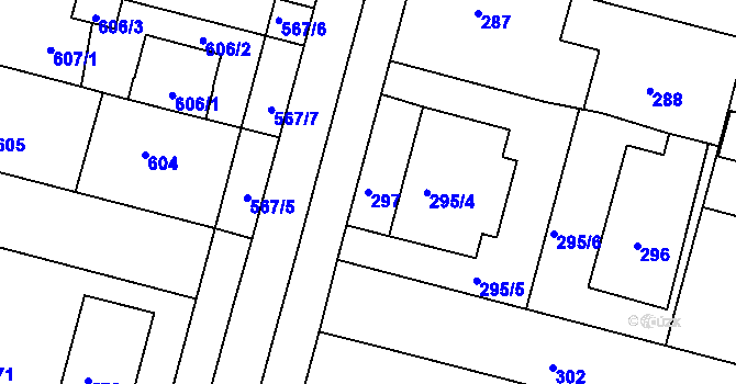 Parcela st. 297 v KÚ Kamenice nad Lipou, Katastrální mapa