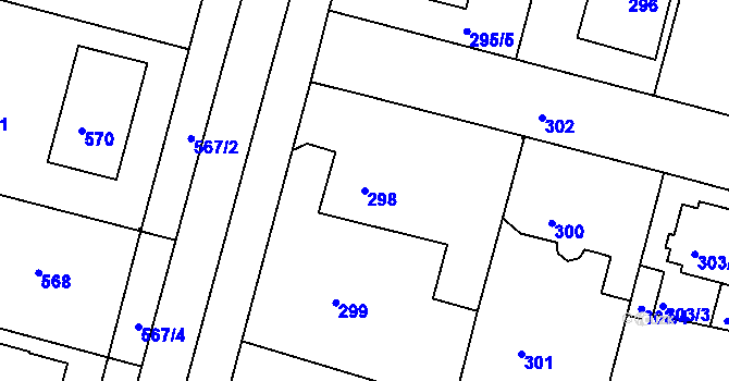 Parcela st. 298 v KÚ Kamenice nad Lipou, Katastrální mapa
