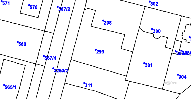 Parcela st. 299 v KÚ Kamenice nad Lipou, Katastrální mapa