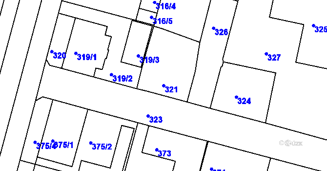 Parcela st. 321 v KÚ Kamenice nad Lipou, Katastrální mapa
