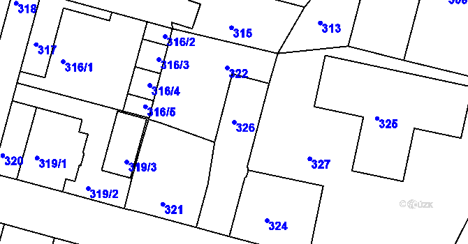 Parcela st. 326 v KÚ Kamenice nad Lipou, Katastrální mapa