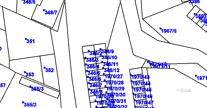 Parcela st. 346/10 v KÚ Kamenice nad Lipou, Katastrální mapa