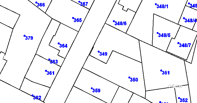 Parcela st. 349 v KÚ Kamenice nad Lipou, Katastrální mapa