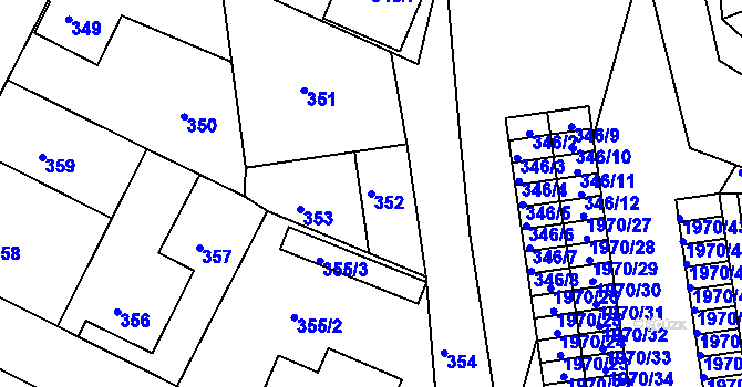 Parcela st. 352 v KÚ Kamenice nad Lipou, Katastrální mapa