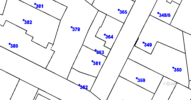 Parcela st. 363 v KÚ Kamenice nad Lipou, Katastrální mapa