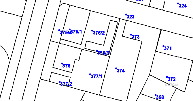 Parcela st. 375/3 v KÚ Kamenice nad Lipou, Katastrální mapa