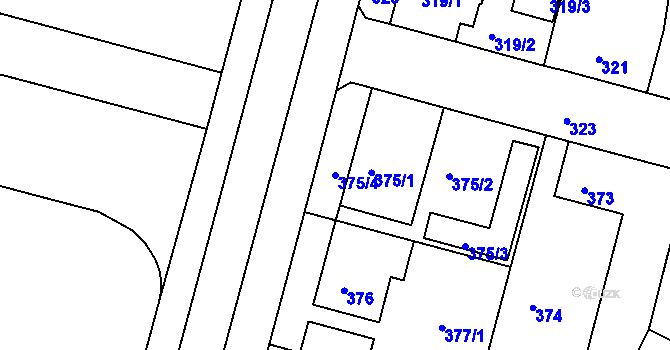 Parcela st. 375/4 v KÚ Kamenice nad Lipou, Katastrální mapa