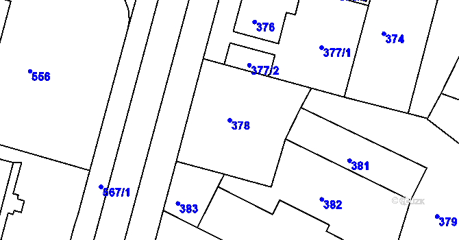 Parcela st. 378 v KÚ Kamenice nad Lipou, Katastrální mapa