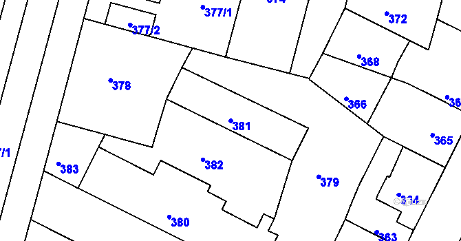 Parcela st. 381 v KÚ Kamenice nad Lipou, Katastrální mapa