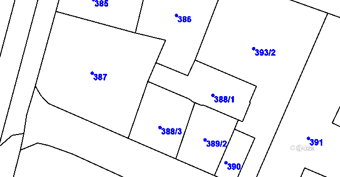 Parcela st. 388 v KÚ Kamenice nad Lipou, Katastrální mapa