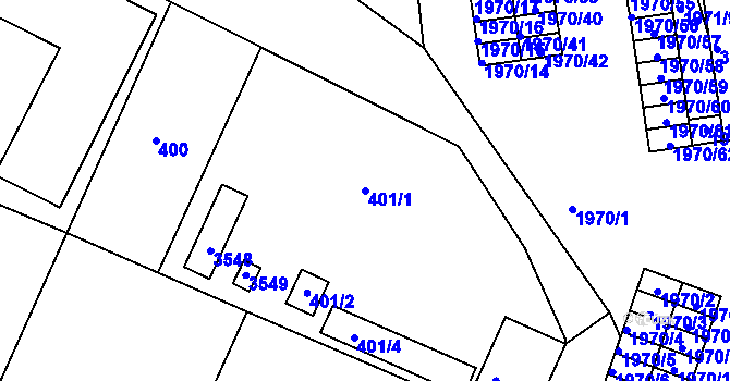 Parcela st. 401/1 v KÚ Kamenice nad Lipou, Katastrální mapa