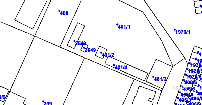 Parcela st. 401/2 v KÚ Kamenice nad Lipou, Katastrální mapa