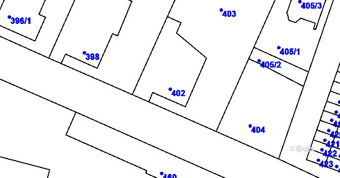 Parcela st. 402 v KÚ Kamenice nad Lipou, Katastrální mapa
