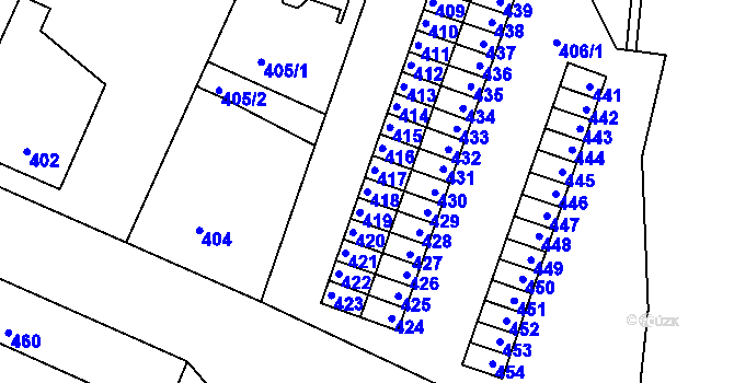 Parcela st. 418 v KÚ Kamenice nad Lipou, Katastrální mapa