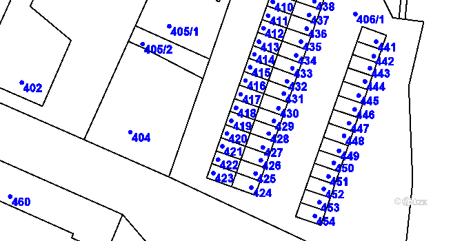 Parcela st. 419 v KÚ Kamenice nad Lipou, Katastrální mapa