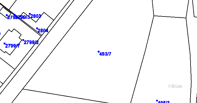 Parcela st. 493/7 v KÚ Kamenice nad Lipou, Katastrální mapa