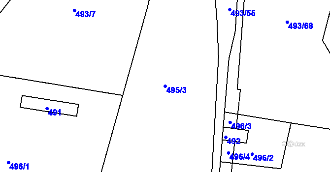 Parcela st. 495/3 v KÚ Kamenice nad Lipou, Katastrální mapa