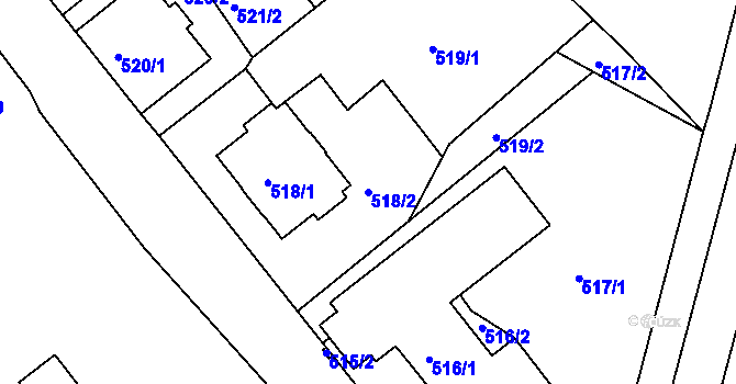 Parcela st. 518/2 v KÚ Kamenice nad Lipou, Katastrální mapa