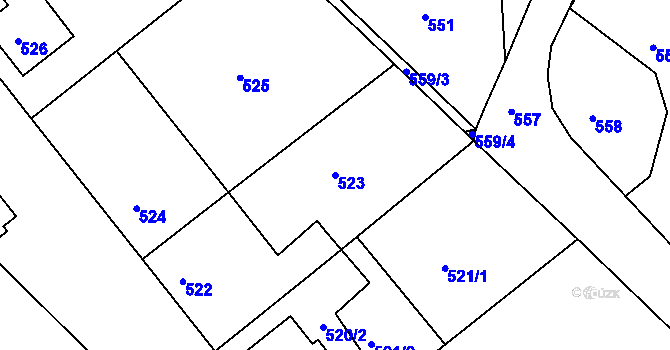 Parcela st. 523 v KÚ Kamenice nad Lipou, Katastrální mapa
