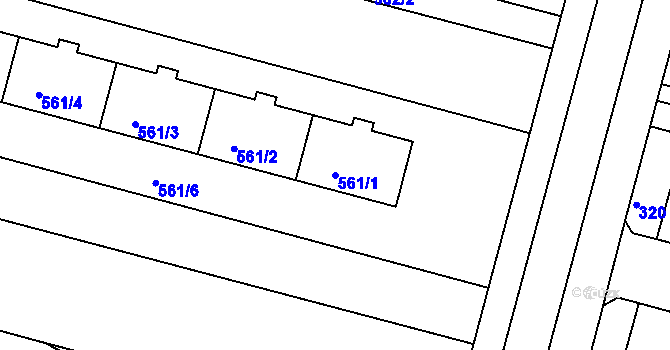 Parcela st. 561/1 v KÚ Kamenice nad Lipou, Katastrální mapa